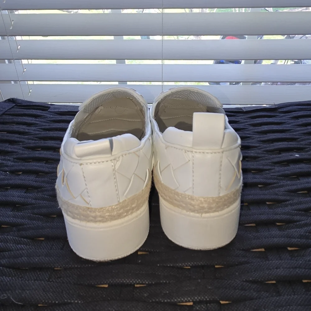 Franco Sarto White Woven Slip-On Sneakers​